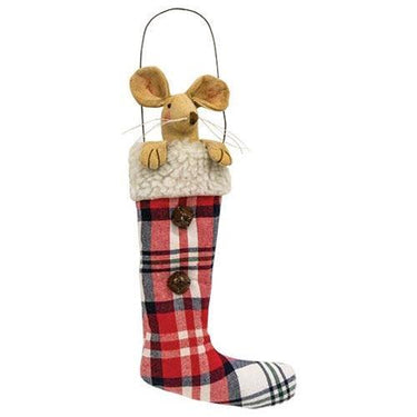 Crimson Plaid Mouse Stocking - The Fox Decor